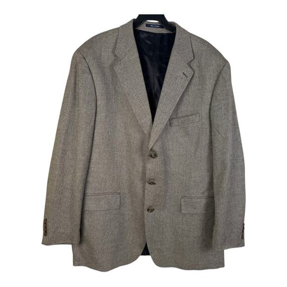 Ralph Lauren LRL Sport Coat Men’s 48T Tan Silk Wool Houndstooth Big Check Blazer - Picture 1 of 15